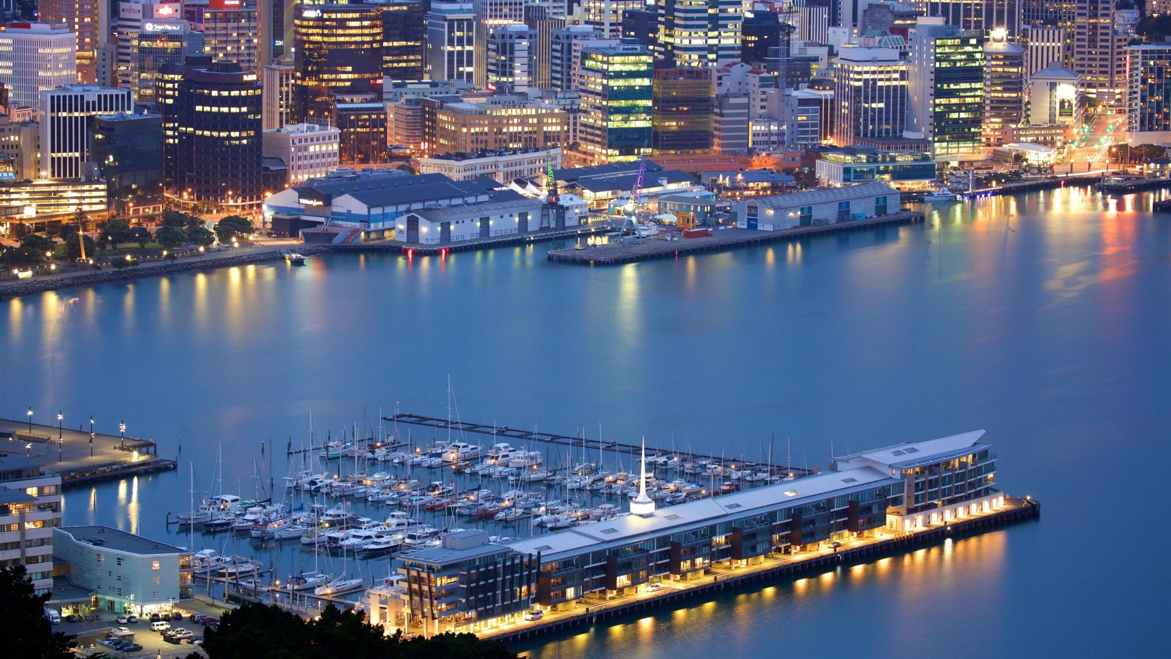 Wellington waterfront aerial shot